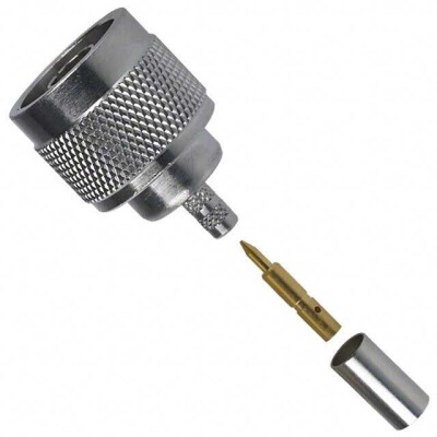 N Type Connector Plug, Male Pin 50 Ohms Free Hanging (In-Line) Crimp or Solder - 1