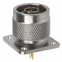 N Type Connector Receptacle, Male Pin 50 Ohms Panel Mount Solder Cup - 1