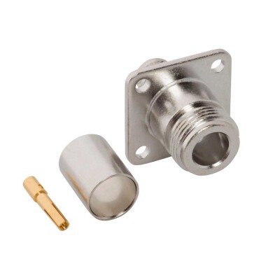 N Type Connector Jack, Female Socket 50 Ohms Panel Mount Crimp - 1