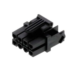 8 Position Rectangular Housing Connector Receptacle Black 0.165