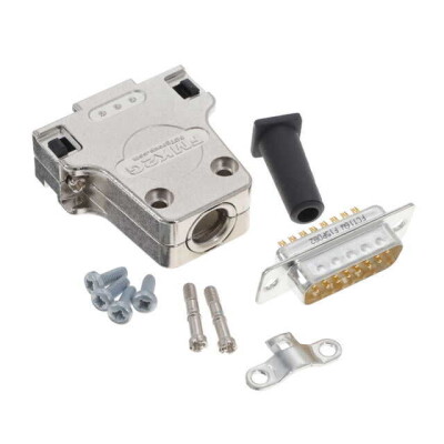 15 Position Two Piece Backshell Connector Silver 180° Shielded - 1