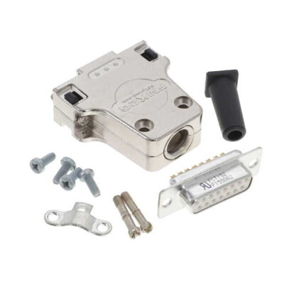 15 Position Two Piece Backshell Connector Silver 180° Shielded - 1