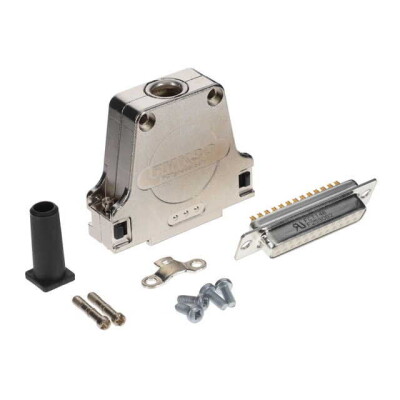 25 Position Two Piece Backshell Connector Silver 180° Shielded - 1