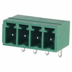4 Position Terminal Block Header, Male Pins, Shrouded (4 Side) 0.150