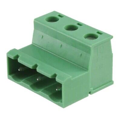 3 Position Terminal Block Plug, Male Pins 0.300