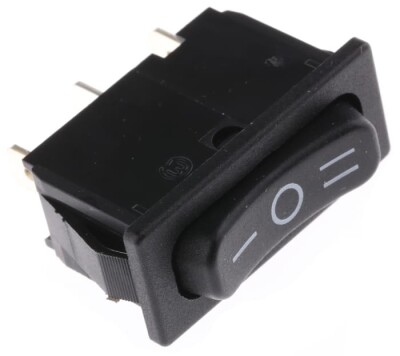 Rocker Switches; SPDT; Pos: 3; ON-OFF-ON; 6A/250VAC; black; IP40 - 1