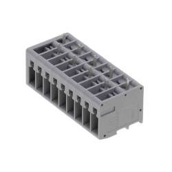 9 Position Terminal Block Header, Male Pins, Shrouded (4 Side) 0.205