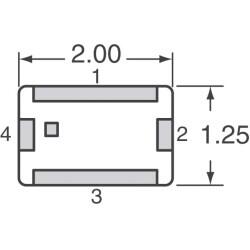 2.45GHz Center Band Pass Ceramic Filter 100 MHz 50Ohm 0805 (2012 Metric), 4 PC Pad - 3