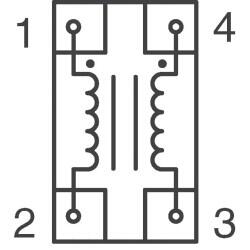 2 Line Common Mode Choke Surface Mount 90 Ohms @ 100 MHz 370mA DCR 300mOhm - 4