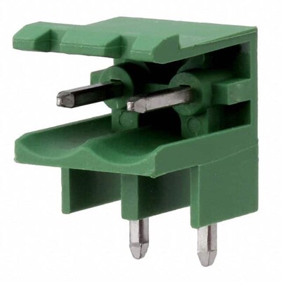 2 Position Terminal Block Header, Male Pins, Shrouded (2 Side) 0.200