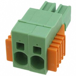 2 Position Terminal Block Plug, Female Sockets 0.300