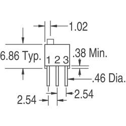 20 kOhms 0.25W, 1/4W PC Pins Through Hole Trimmer Potentiometer Cermet 12.0 Turn Top Adjustment - 3