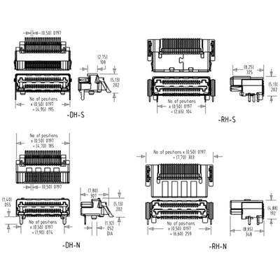 20 Position Connector Self Mating, Non-Gendered Surface Mount Gold - 3