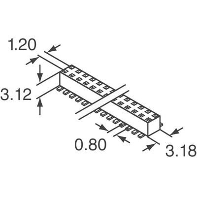 20 Position Receptacle, Pass Through Connector Surface Mount - 1