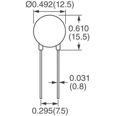 200 V 2.5 kA Varistor 1 Circuit Through Hole Disc 10mm - 3