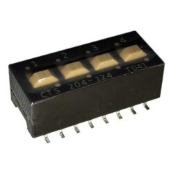 Dip Switch SPDT 4 Position Surface Mount Slide (Standard) Actuator 50mA 24VDC - CTS Electrocomponents