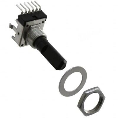 20k Ohm 2 Gang Logarithmic Through Hole, Snap In Potentiometer None 1.0 Kierros 0.05W, 1/20W PC Pins, Board Locks - 1