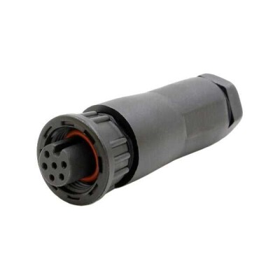 6 Position Circular Connector Plug, Female Sockets Solder Cup - 1