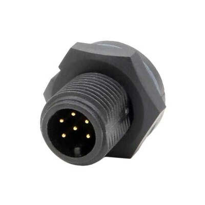 6 Position Circular Connector Receptacle, Male Pins Solder Cup - 1