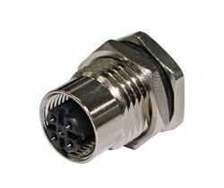 M12 D-Code Receptacle 4Pin Female, Solder Type, Front Fastened - ATTEND Technology