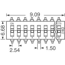 Dip Switch SPST 3 Position Surface Mount Slide (Standard) Actuator 100mA 20VDC - CTS Electrocomponents (1)