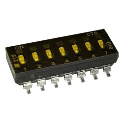 Dip Switch SPST 7 Position Surface Mount Slide (Standard) Actuator 100mA 20VDC - CTS Electrocomponents