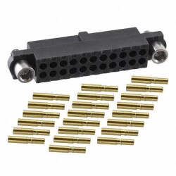 22 Position Rectangular Receptacle Connector Crimp Gold 22 AWG - Harwin Inc.