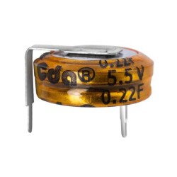 220 mF (EDLC) Supercapacitor 5.5 V Axial, Can - Horizontal 75Ohm @ 1kHz 1000 Hrs @ 70°C - Zhi Feng Wei Technology