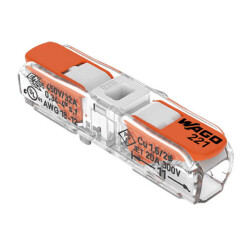 Terminal Butt Splice, Inline, Individual Openings Connector Push In 12-20 AWG Transparent - White - WAGO Corporation