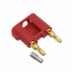 Banana Plug, Double, Stackable Connector Miniature Solderless Red - Pomona Electronics (1)