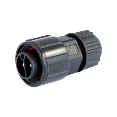 2 Position Circular Connector Plug, Male Pins Solder Cup - 1