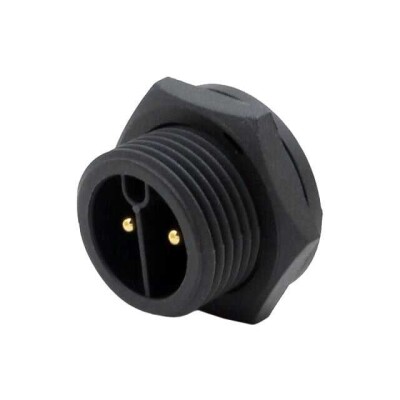 2 Position Circular Connector Receptacle, Male Pins Solder Cup - 1