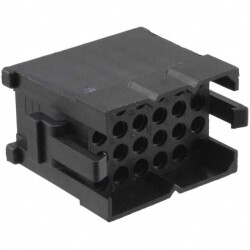24 Position Rectangular Housing Connector Plug Black 0.200