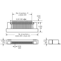 25 Position FFC Connector Contacts, Bottom 0.020