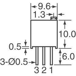 1 kOhms 0.5W, 1/2W PC Pins Through Hole Trimmer Potentiometer Cermet 25 Turn Top Adjustment - 3