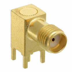 SMA Connector Receptacle, Female Socket 50 Ohms Through Hole, Right Angle Solder - TE Connectivity AMP Connectors