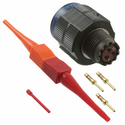 3 Position Circular Connector Plug, Male Pins Crimp - 1