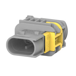 3 Position Rectangular Housing Connector Plug Gray 0.157