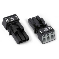 3 Position Terminal Block Plug, Female Sockets 0.173