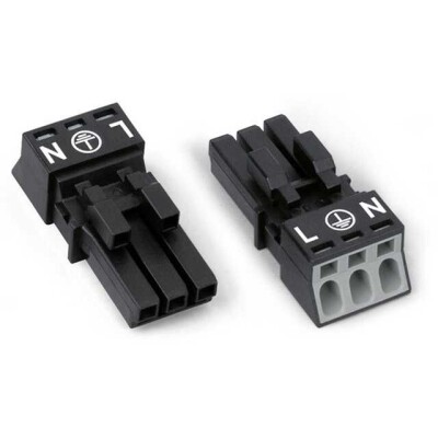 3 Position Terminal Block Plug, Female Sockets 0.173