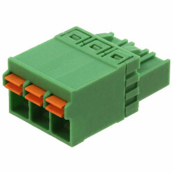 3 Position Terminal Block Plug, Female Sockets 0.200