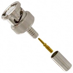 BNC Connector Plug, Male Pin 50 Ohms Free Hanging (In-Line) Crimp or Solder - Amphenol RF
