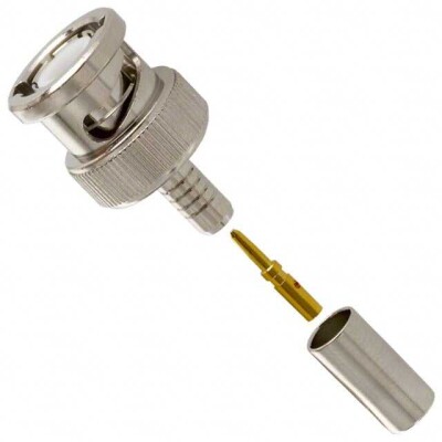 BNC Connector Plug, Male Pin 50 Ohms Free Hanging (In-Line) Crimp or Solder - 1