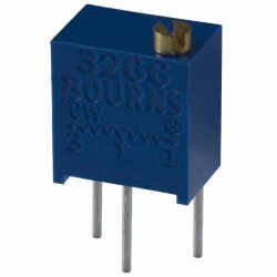 10 kOhms 0.25W, 1/4W PC Pins Through Hole Trimmer Potentiometer Cermet 12.0 Turn Top Adjustment - Bourns Inc.