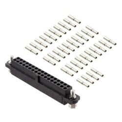 34 Position Rectangular Receptacle Connector Crimp Gold 24-28 AWG - Harwin Inc.