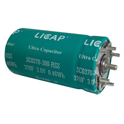 370 F (EDLC) Supercapacitor 3 V Radial, Can - Solder Lug - 4 Lead 2.4mOhm 1500 Hrs @ 65°C - 1