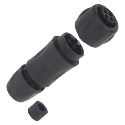 4 Position Circular Connector Plug Housing Free Hanging (In-Line) Backshell, Coupling Nut - 1