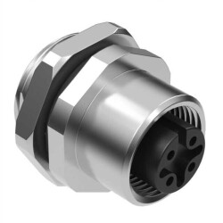 4 Position Circular Connector Receptacle, Female Sockets Solder Cup - Tensility International Corp