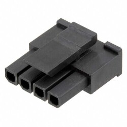 4 Position Rectangular Housing Connector Receptacle Black 0.118