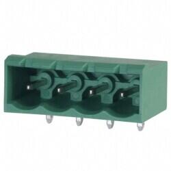 4 Position Terminal Block Header, Male Pins, Shrouded (4 Side) 0.200